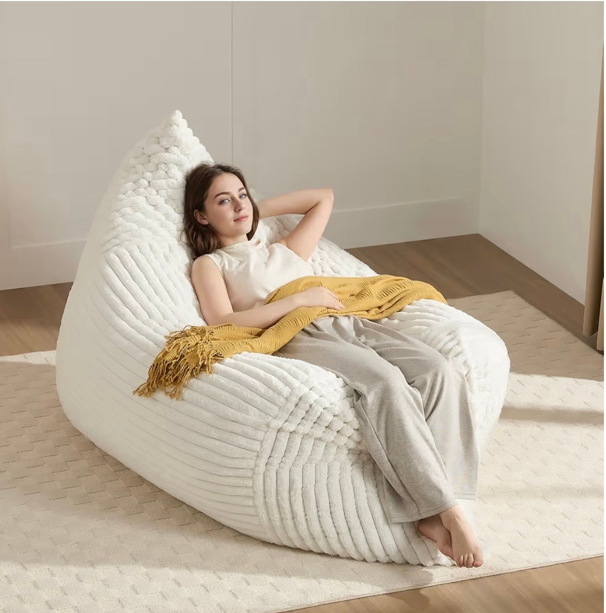 3-in-1 Giant Bean Bag Chair for Adults & Kids, Convertible Floor Sofa to Mattress, Memory Foam Beanbag Chair with Washable Cover, Multi Functional Lounge Couch for Bedroom, Living Room