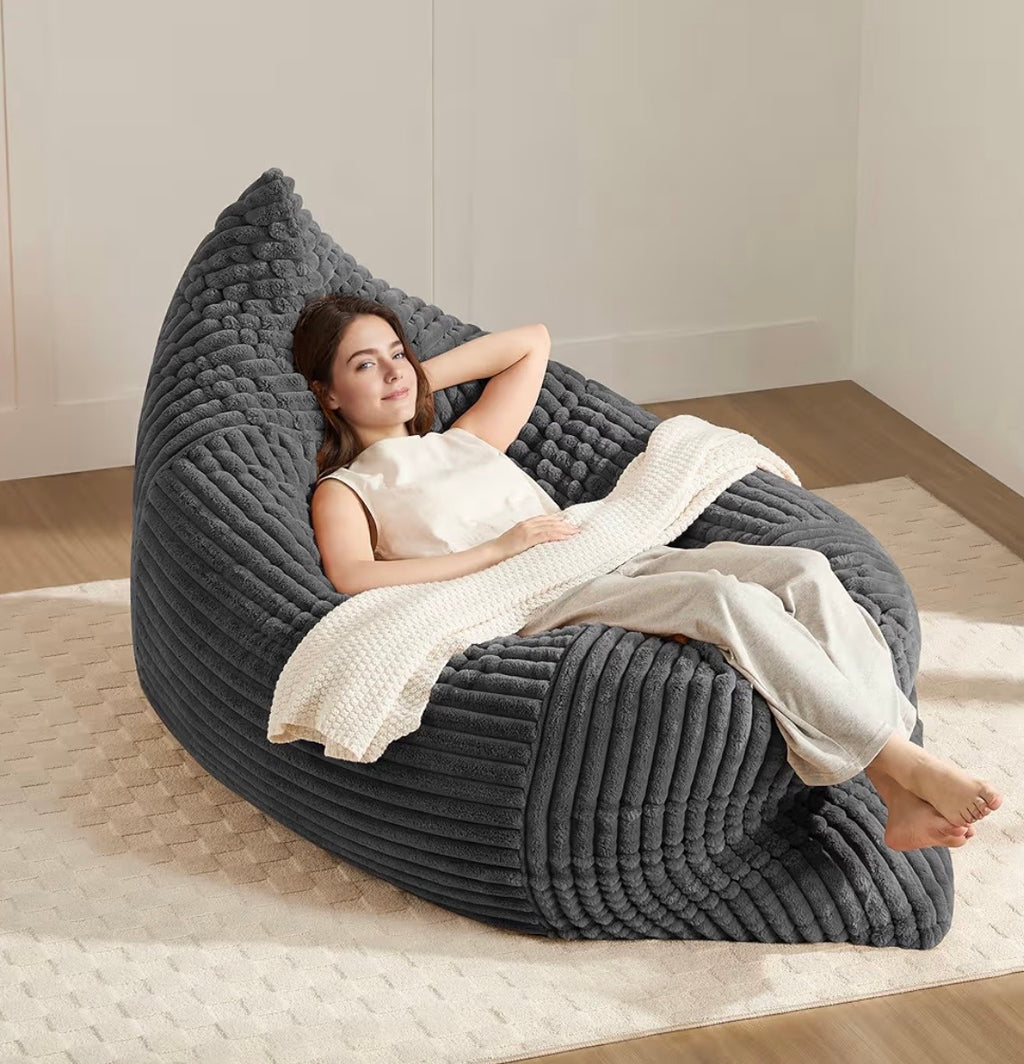 3-in-1 Giant Bean Bag Chair for Adults & Kids, Convertible Floor Sofa to Mattress, Memory Foam Beanbag Chair with Washable Cover, Multi Functional Lounge Couch for Bedroom, Living Room