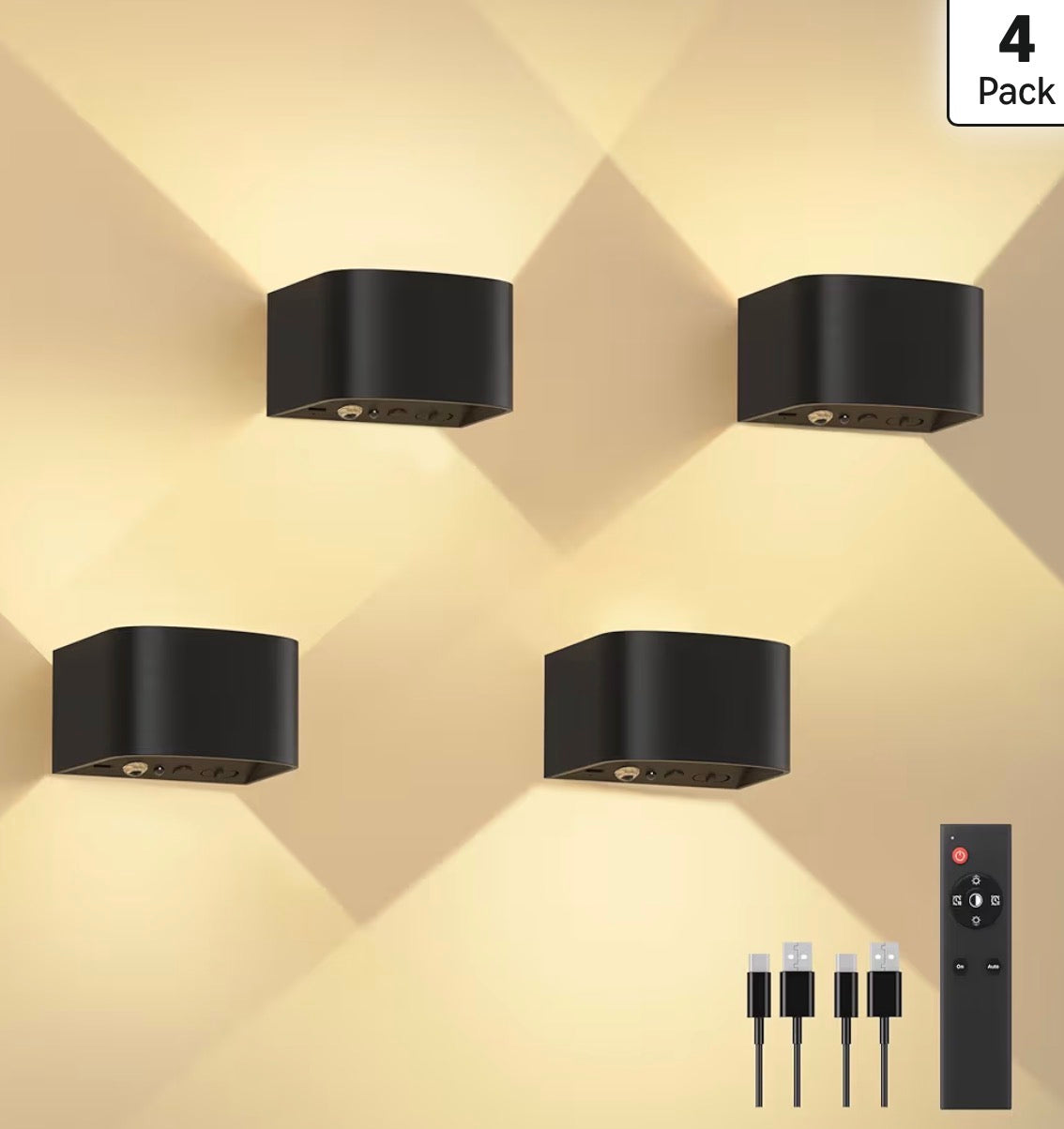 Motion Sensor Wall Lamp with Remote Control 3 Colors Wireless Wall Light LED Indoor Up and Down Wall