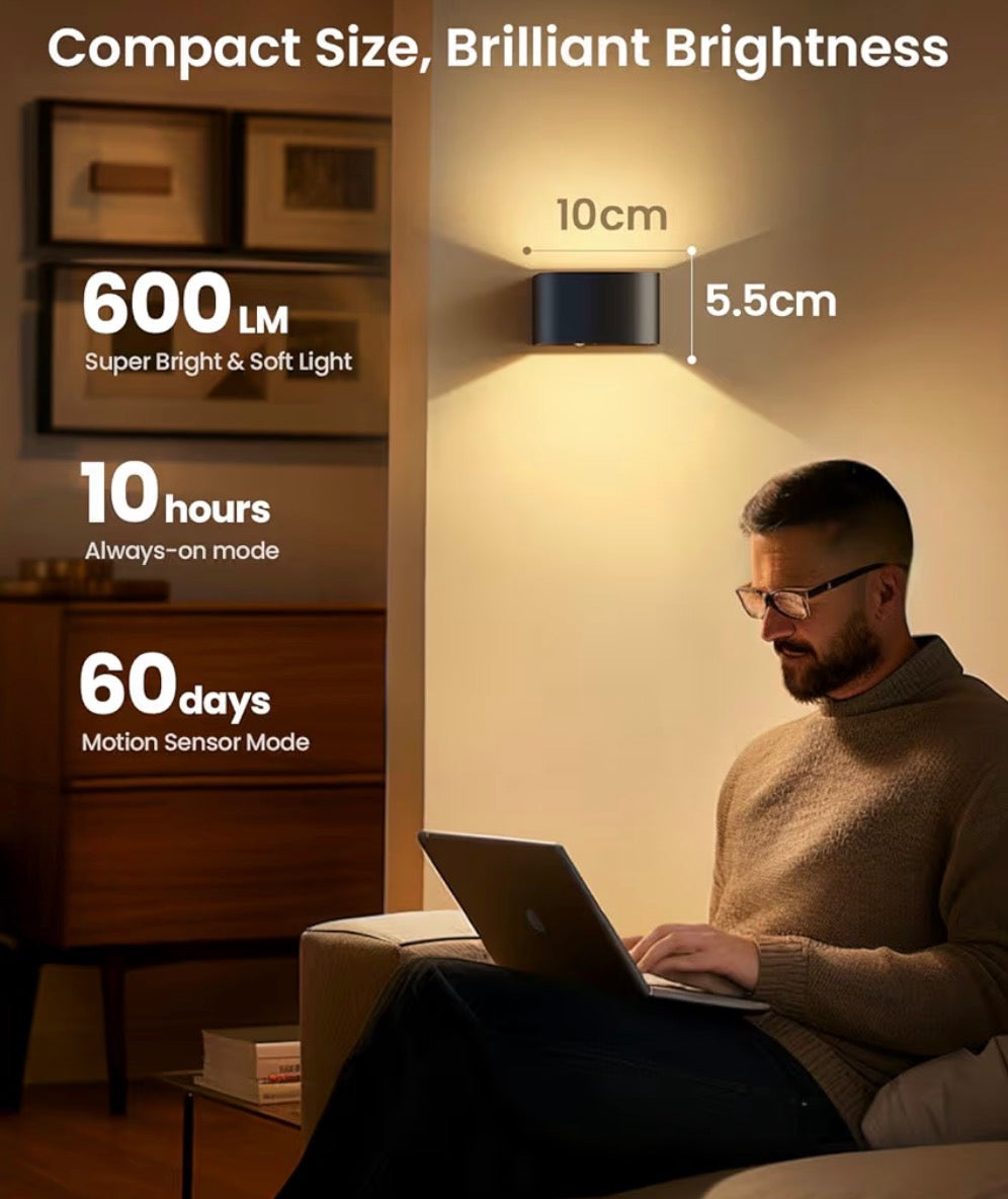 Motion Sensor Wall Lamp with Remote Control 3 Colors Wireless Wall Light LED Indoor Up and Down Wall