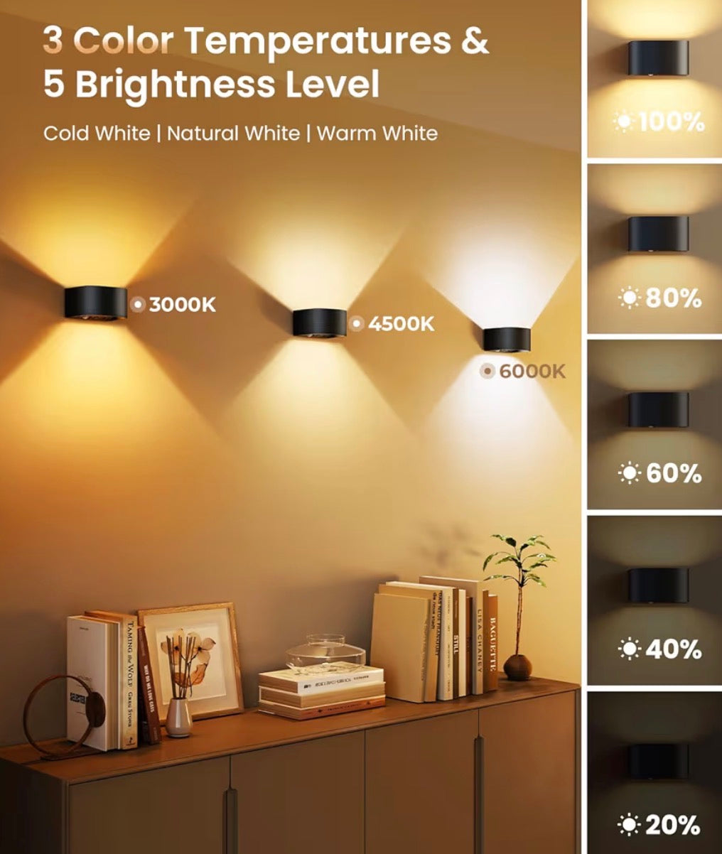 Motion Sensor Wall Lamp with Remote Control 3 Colors Wireless Wall Light LED Indoor Up and Down Wall
