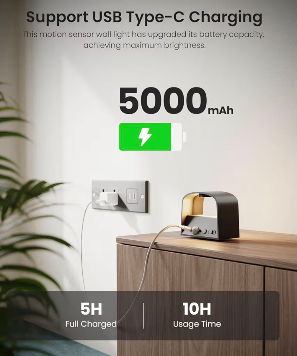 Motion Sensor Wall Lamp with Remote Control 3 Colors Wireless Wall Light LED Indoor Up and Down Wall