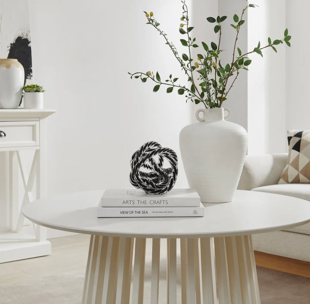 Nox Modern Glass Knot Loop Abstract Tabletop Sculpture