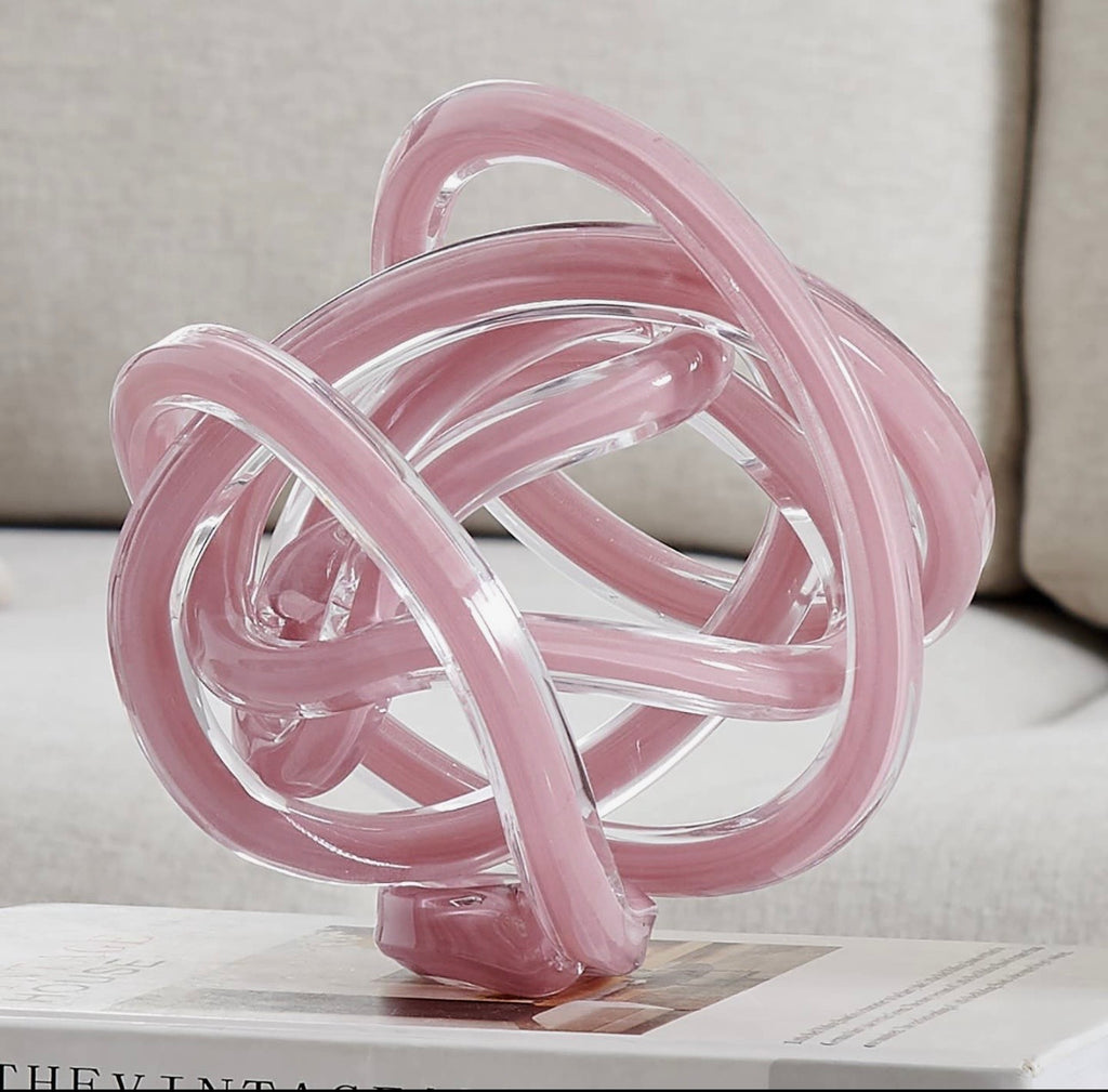 Nox Modern Glass Knot Loop Abstract Tabletop Sculpture